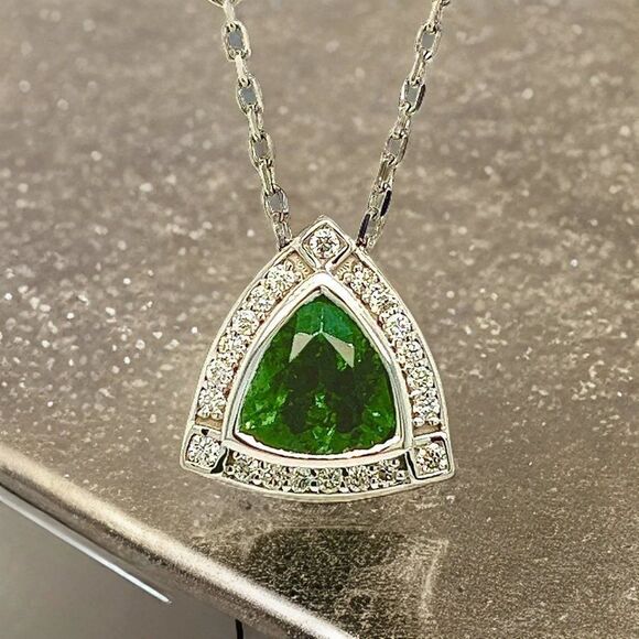 Natural Tourmaline Diamond Pendant Necklace 17" 14k WG 2.49 TCW Certified 308485 - Picture 11 of 16